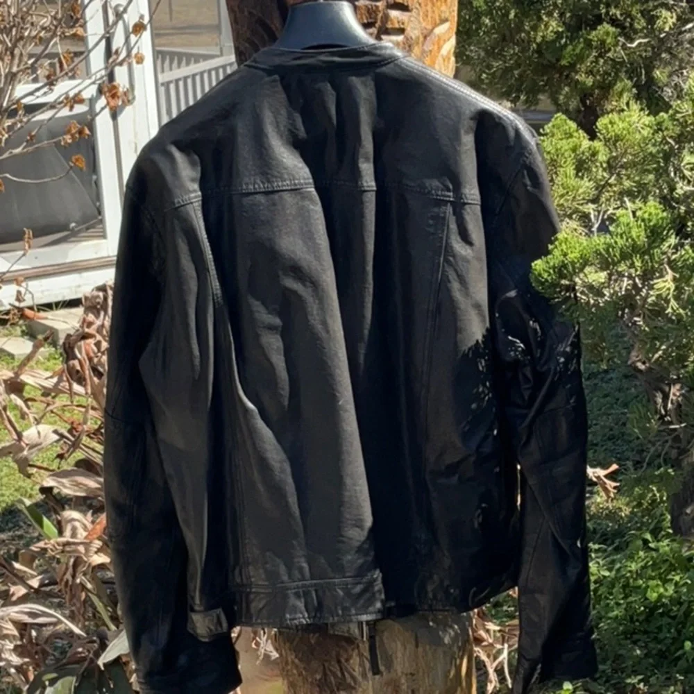 John Varvatos Black Leather Jacket - Picture 3 of 3